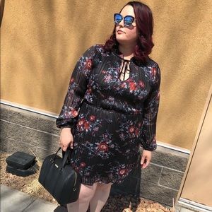 Black and floral long sleeve dress